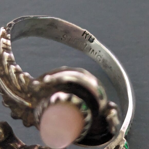 Vintage Signed RB Richard Begay Native Navajo 925 Sterling MOP Bypass Ring 7.75 - Picture 4 of 8